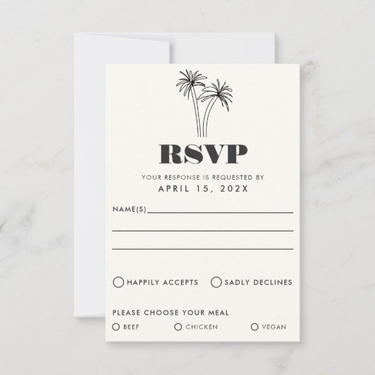 Carte RSVP minimaliste de mariage Tropiques (Devant)