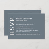 Carte RSVP minimaliste Dusty Blue moderne (Devant / Derrière)