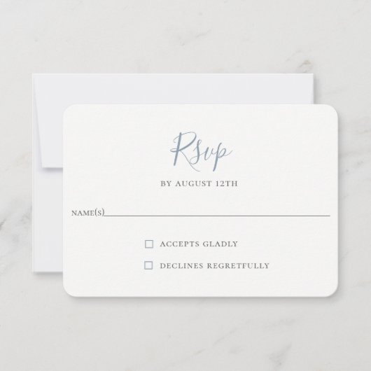 Carte RSVP minimaliste Dusty Blue Wedding (Devant)