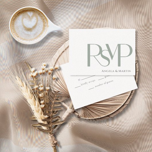 Carte RSVP minimaliste Dusty Sage