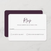 Carte RSVP minimaliste Mariage Plum violet (Devant / Derrière)
