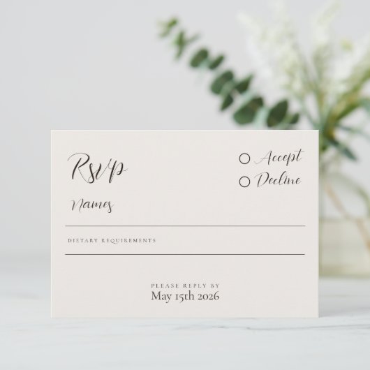 Carte RSVP minimaliste moderne (Debout devant)