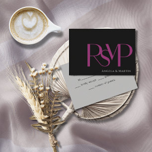 Carte RSVP minimaliste moderne Gras Magenta Noir