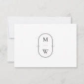Carte RSVP minimaliste Monogramme Noir Blanc Maria (Dos)