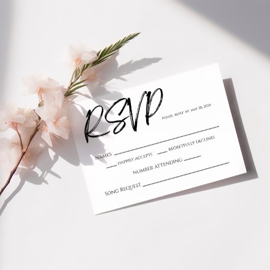 Carte RSVP minimaliste Noir Blanc