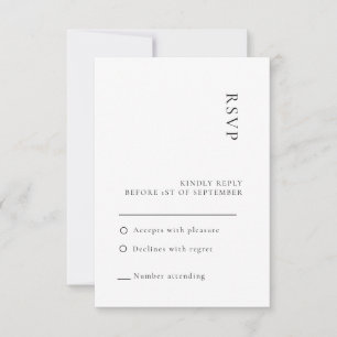 Carte RSVP minimaliste Noir Blanc Mariage