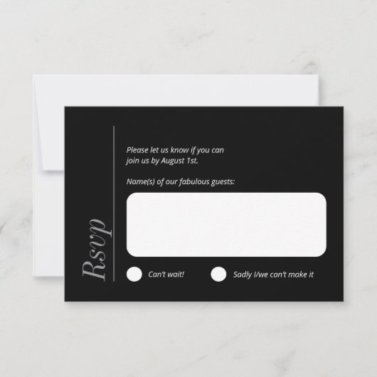 Carte RSVP minimaliste noir et blanc (Devant)
