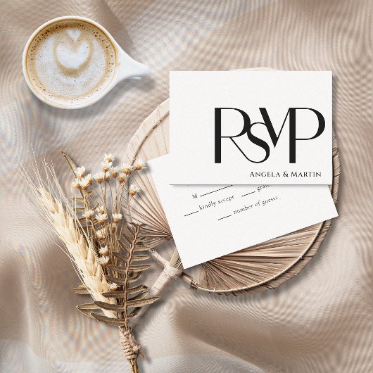 Carte RSVP minimaliste noir et blanc