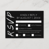 Carte RSVP minimaliste noir et blanc (Devant)