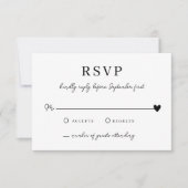Carte RSVP minimaliste Noir Noir Mariage (Devant)