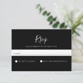 Carte RSVP minimaliste Noir Solide Mariage (Debout devant)