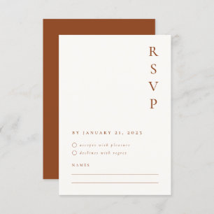 Carte RSVP minimaliste orange brûlée