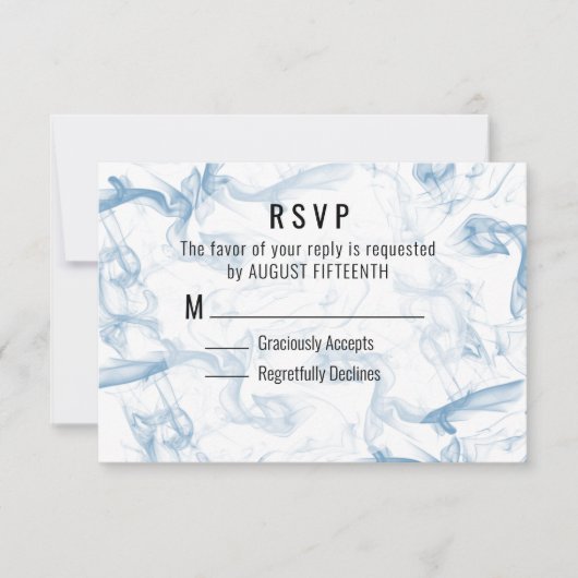 Carte RSVP minimaliste pour fumée bleue (Devant)