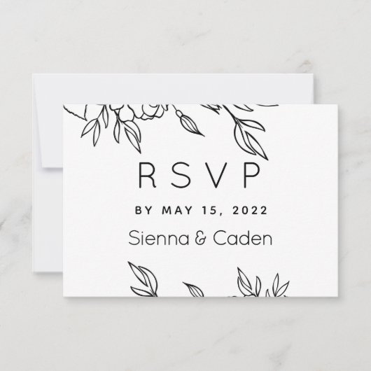 Carte RSVP minimaliste pour Mariage blanc (Devant)