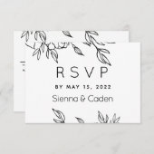 Carte RSVP minimaliste pour Mariage blanc (Devant / Derrière)