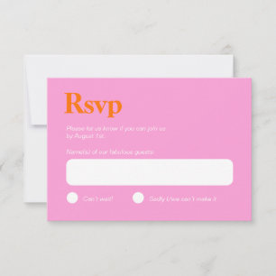 Carte RSVP minimaliste rose et pêche
