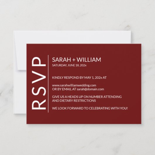 Carte RSVP minimaliste Rouby Rouge moderne (Devant)