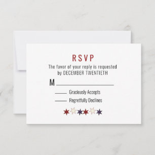 Carte RSVP minimaliste Rouge Blanc Bleu