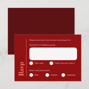 Carte RSVP minimaliste rouge brillant
