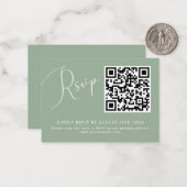 Carte RSVP minimaliste Sage Green QR Code Mariage (Devant/Arrière en situation)