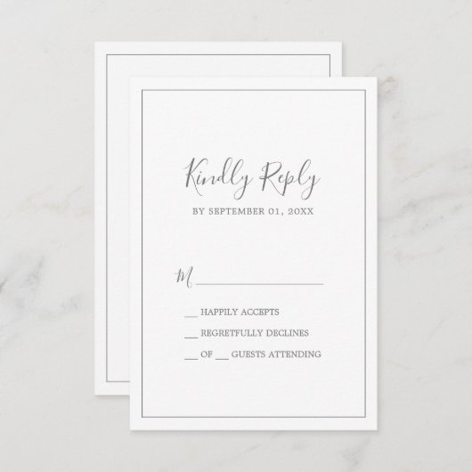 Carte RSVP minimaliste Silver Simple (Devant / Derrière)