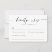 Carte RSVP minimaliste simple Olive Green (Devant)