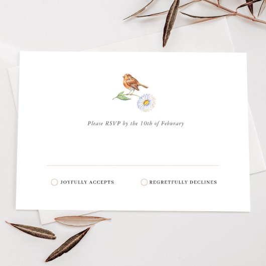 Carte RSVP minimaliste simple pour oiseaux naturel