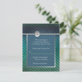 Carte RSVP Mitzvah Barre Bleue, Verte, Argent (Debout devant)