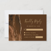 Carte RSVP Mocha Brown Gold Agate Wedding (Devant)