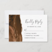 Carte RSVP Mocha Brown Gold Agate Wedding (Devant)