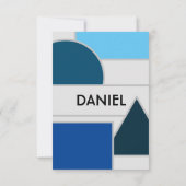 Carte RSVP Mod Blue Shapes (Dos)