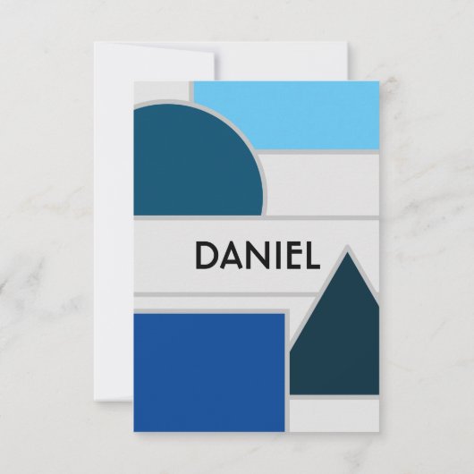 Carte RSVP Mod Blue Shapes (Dos)