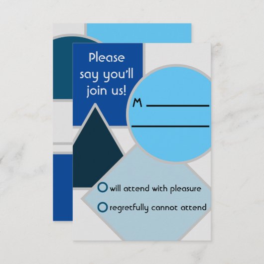 Carte RSVP Mod Blue Shapes (Devant / Derrière)