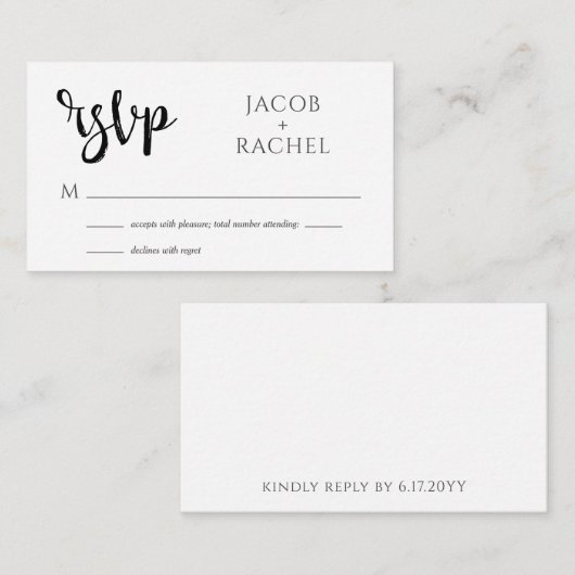 Carte RSVP Modern Script Générique Mariage RSVP (Devant / Derrière)