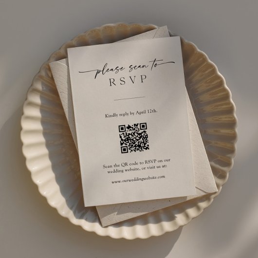 Carte RSVP moderne avec code QR et photo personnel