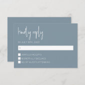 Carte RSVP moderne bleu Dusty (Devant / Derrière)