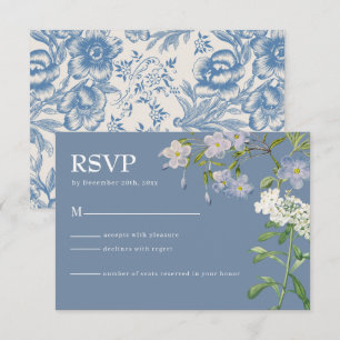 Carte RSVP moderne bleu et blanc bleu bleu et blan