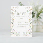 Carte RSVP moderne Boho Fleur sauvage Wreath Weddi (Debout devant)