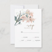 Carte RSVP moderne Boho rose élégant mariage flora (Devant)