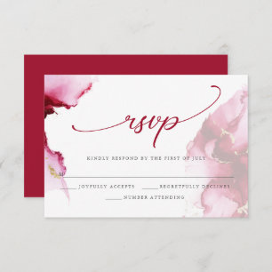 Carte RSVP moderne Crimson Scarlet rouge Aquarelle