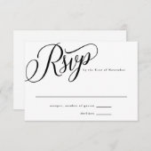 Carte RSVP moderne de réponse noire (Devant / Derrière)