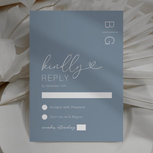 Carte RSVP moderne Dusty Blue Wedding