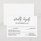 Carte RSVP moderne Elégante Black White Repas Choi (Devant / Derrière)