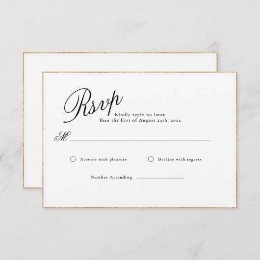 CARTE RSVP MODERNE ET ROMANTIQUE DE MARIAGE CALLIG (Devant / Derrière)