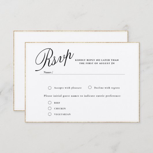 CARTE RSVP MODERNE ET ROMANTIQUE DE MARIAGE CALLIG (Devant / Derrière)