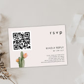 Carte RSVP moderne Floral Cactus Mariage QR CODE