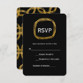 Carte RSVP moderne Gold Foil Scribble Circle (Devant / Derrière)
