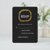 Carte RSVP moderne Gold Foil Scribble Circle (Debout devant)