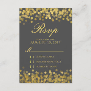 Carte RSVP moderne Gris et Or Twinké