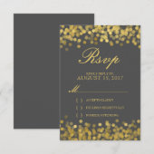 Carte RSVP moderne Gris et Or Twinké (Devant / Derrière)